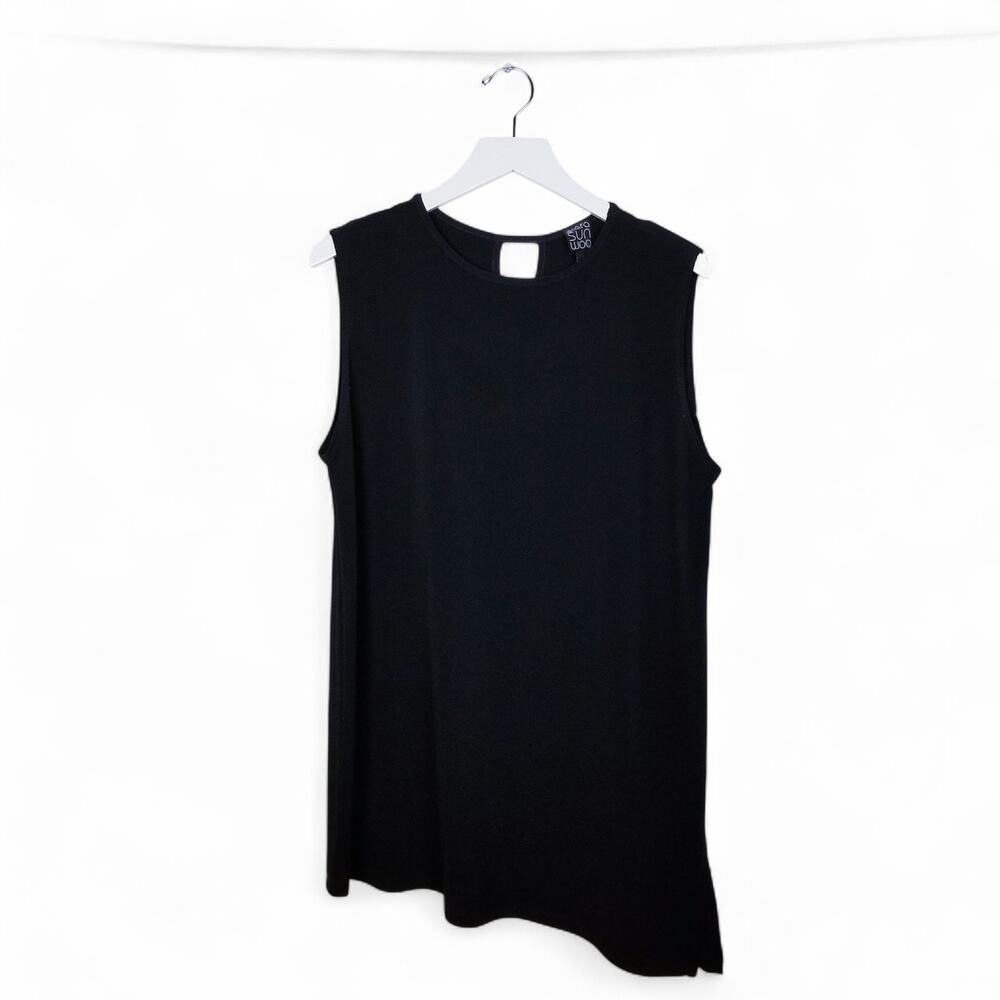 CLARA SUN WOO Black Knit Keyhole Knit Asymm Hem Dress - Size Large